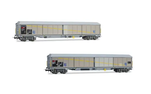 [RIA HR6650] Rivarossi : Ensemble de 2 unités de wagons à parois coulissantes à 4 essieux type Habils │ livrée avec patchs 