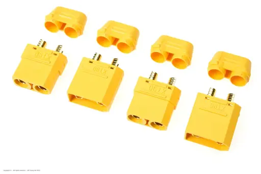 [RTEC GF-1053-001] Revtec : Pack de Connecteurs XT-90 avec capuchons 2x Mâles / 2x Femelles