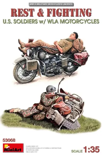[MNT 53068] MiniArt : Rest & Fighting U.S. Soldiers w/ WLA Motorcycles 