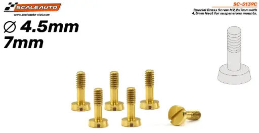 [SCT SC-5139C] Scaleauto : Vis de suspension M2.2x7mm Laiton Conique de 4.5mm