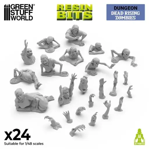 [GSW 12731] Green Stuff : Dead Rising Zombies (24pcs)(1/48) │ Dungeon & Fantasy Series • Resin Bits