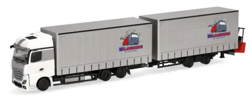 [HER 319683] Herpa : Remorque tandem à rideaux coulissants Mercedes-Benz Actros Jumbo  « Wilkening »