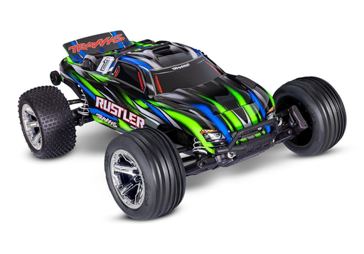 [TAX 37354-4BLUE] Traxxas : Rustler 2WD BL-2s Clipless RTR Bleu