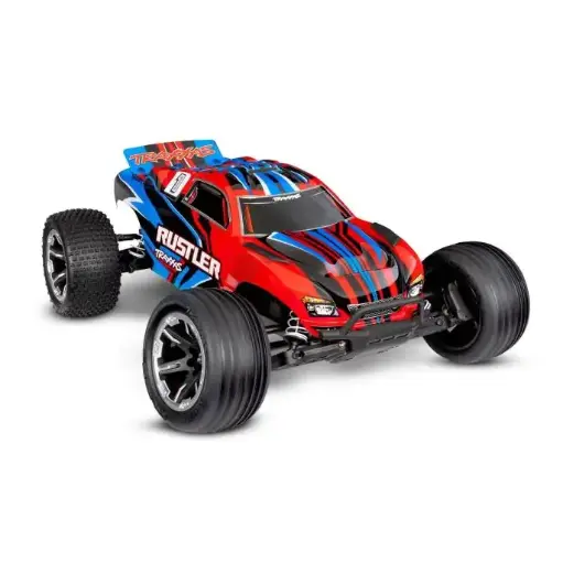 [TAX 37254-8-RED] Traxxas : Rustler 2wd Brushed HD avec batterie et chargeur USB-C Rose 
